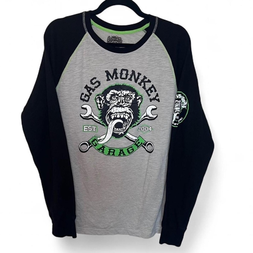 Gas Monkey Garage Long Sleeve Tee Large | Waffle Thermal Sleeves
